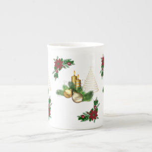 Taza De Porcelana Navidades Mug, Navidades Vela de Oro