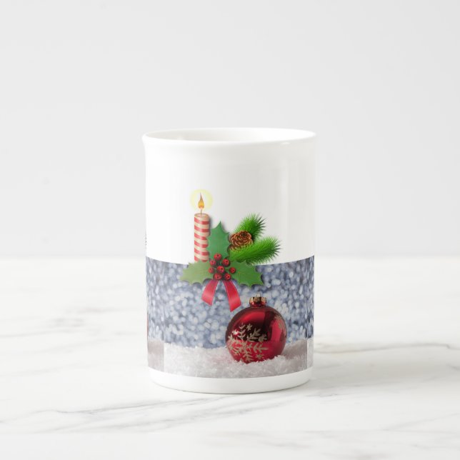 Taza De Porcelana Navidades Mug, Navidades Vela, Feliz Navidad (Frente)