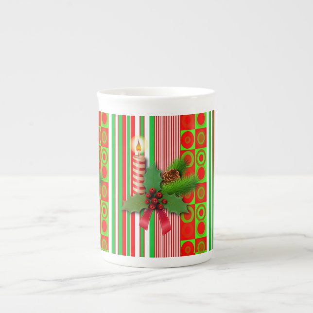 Taza De Porcelana Navidades Mug, Navidades Vela, Feliz Navidad (Frente)