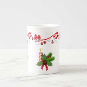 Taza De Porcelana Navidades Mug, Navidades Vela, Feliz Navidad