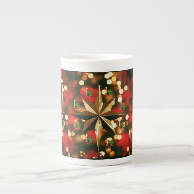 Taza De Porcelana Navidades Mug, Navidades Vela, Feliz Navidad (Frente)