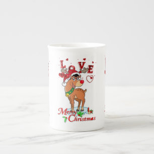 Taza De Porcelana Navidades Mug, Reno, Amor