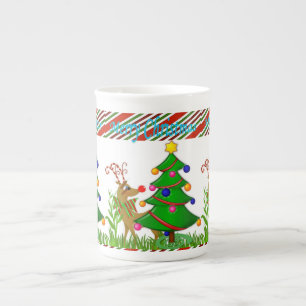 Taza De Porcelana Navidades Mug, reno, Feliz Navidad