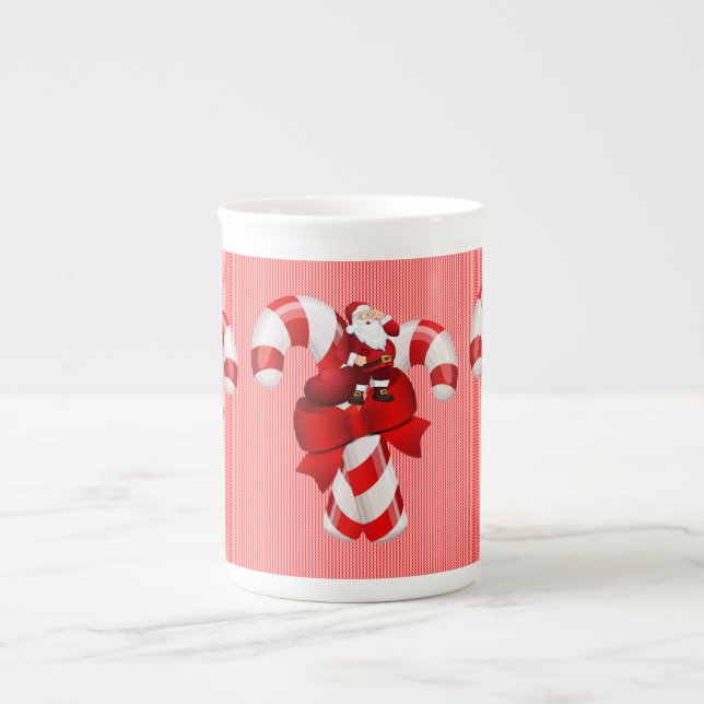 Taza De Porcelana Navidades Mug, Santa, Candy Cane (Frente)