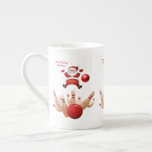 Taza De Porcelana Navidades Mug, Santa, Feliz Bowling navideño