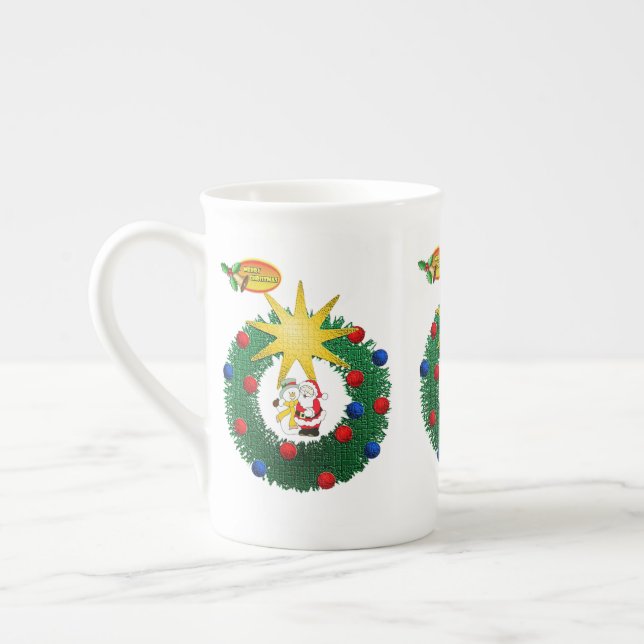 Taza De Porcelana Navidades Mug, Santa, Feliz Navidad (Izquierda)