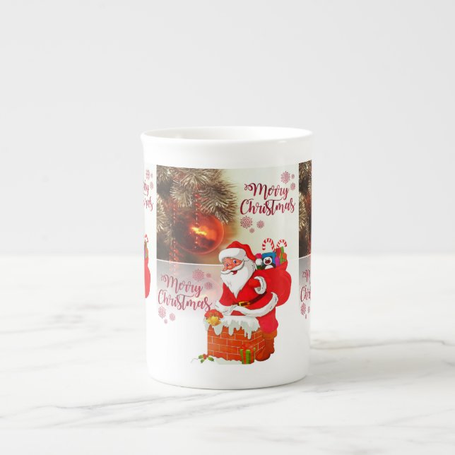 Taza De Porcelana Navidades Mug, Santa, Feliz Navidad (Frente)