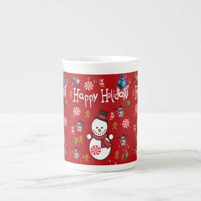 Taza De Porcelana Navidades Mug, Snowman, Felices Fiestas (Frente)