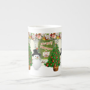Taza De Porcelana Navidades Mug, Snowman, Feliz Navidad