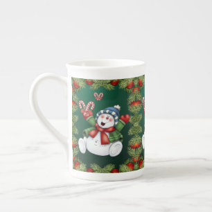 Taza De Porcelana Navidades Mug, Snowman, Feliz Navidad