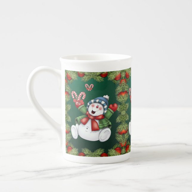 Taza De Porcelana Navidades Mug, Snowman, Feliz Navidad (Izquierda)