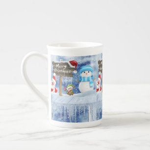 Taza De Porcelana Navidades Mug, Snowman, Feliz Navidad