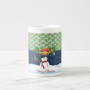 Taza De Porcelana Navidades Mug, Snowman, Feliz Navidad