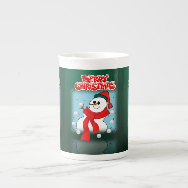 Taza De Porcelana Navidades Mug Snowman, Feliz Navidad (Frente)