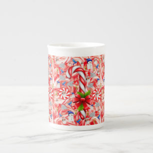 Taza De Porcelana Navidades Mug, Snowman, Peppermint, Candy Cane