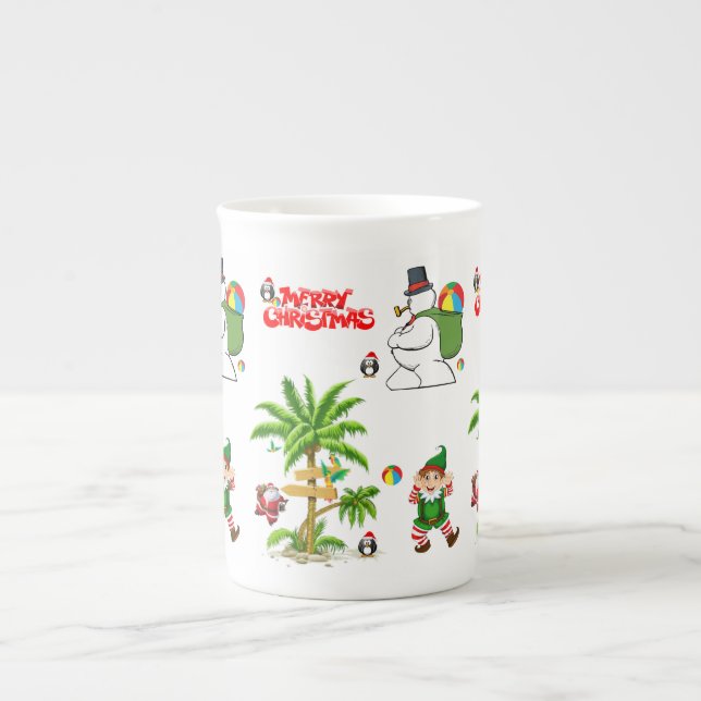 Taza De Porcelana Navidades Mug, Snowman, Summer Beach Santa (Frente)