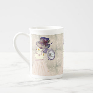 Taza De Porcelana Navidades Mug, Snowman Vintage, Feliz Navidad