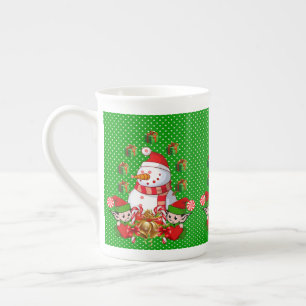 Taza De Porcelana Navidades Mug, Vintage, Feliz Navidad Snowman