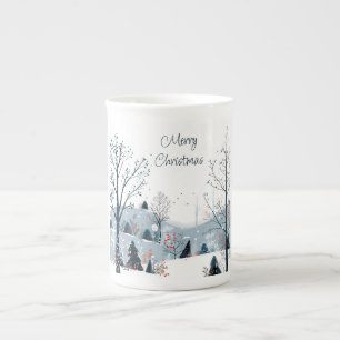 Taza De Porcelana Navidades paisaje de nieve invierno Feliz Navidad