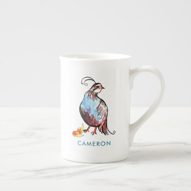 Taza De Porcelana Navidades Partridge Pear Cute Boho Blue Birds (Derecha)