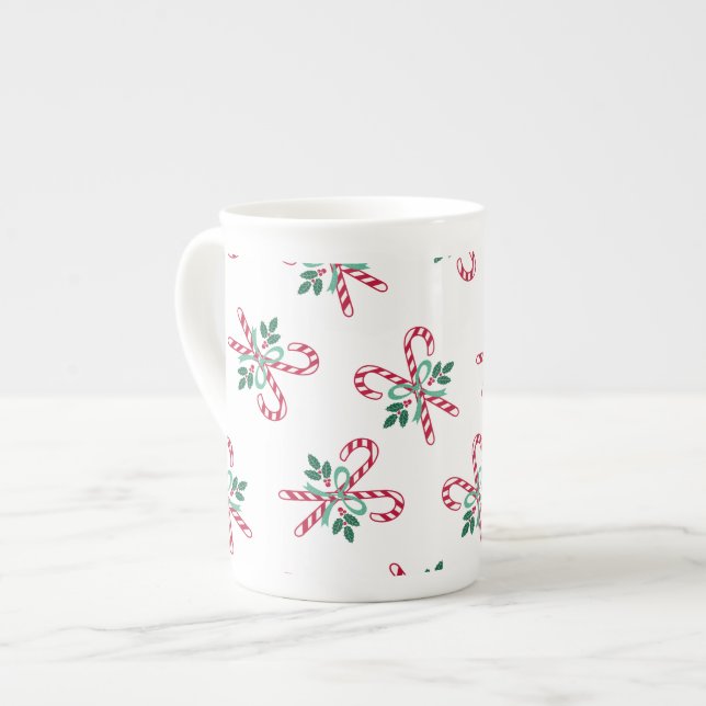 Taza De Porcelana navidades retro caña de caramelo (Izquierda)