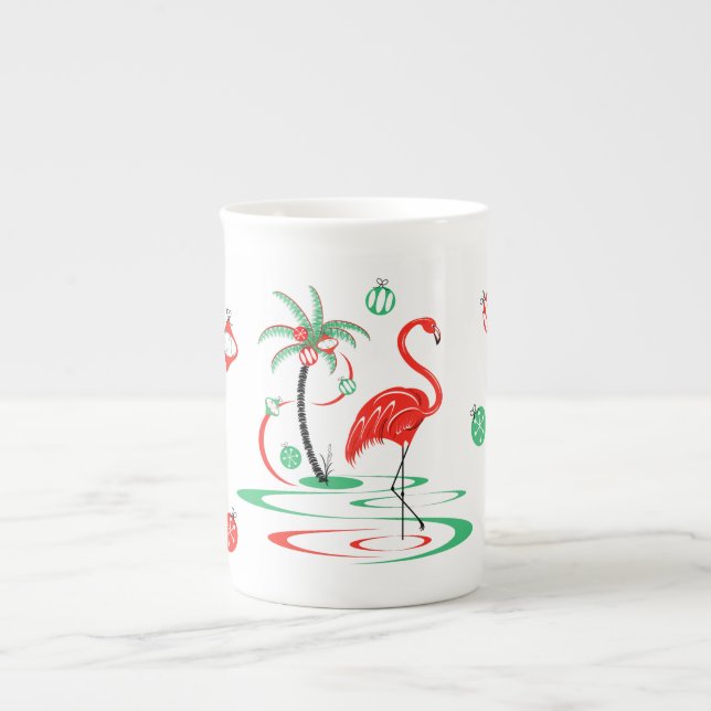 Taza De Porcelana Navidades rojos Flamingo Baubles mug bone china (Frente)