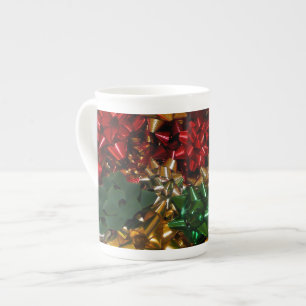 Taza De Porcelana Navidades se inclina por vacaciones festivas color