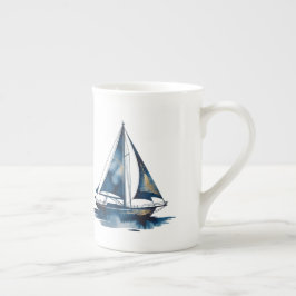 Taza De Porcelana Navy and Gold Nautical Boat Gold Frame Wedding