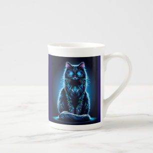 Taza De Porcelana Neon Cat Vivid Background-97948