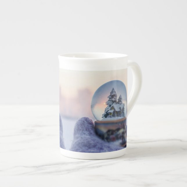 Taza De Porcelana Nevada en el árbol de Navidad (Derecha)