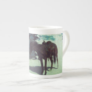 Taza De Porcelana Nieve de invierno de caballos y bovinas