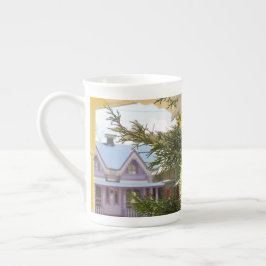 Taza De Porcelana Nieve, evergreen y cabañas - Viñetería de Martha