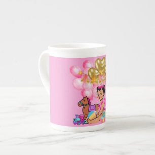 Taza De Porcelana Niña bebé de rosa