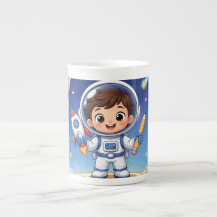 Taza De Porcelana Niño Astronauta Listo para Explorar Cuaderno Escol