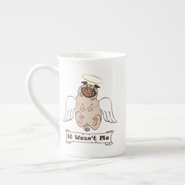 Taza De Porcelana No fue una cita graciosa de ángel pug de mí (Izquierda)