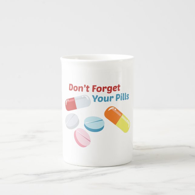 Taza De Porcelana No olvides tus pastillas (Frente)