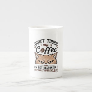 Taza De Porcelana No Toques Mi Café Gato Gruñón Camiseta Divertida