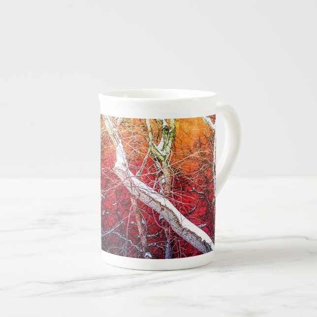 Taza De Porcelana Noche de invierno rojo (Derecha)