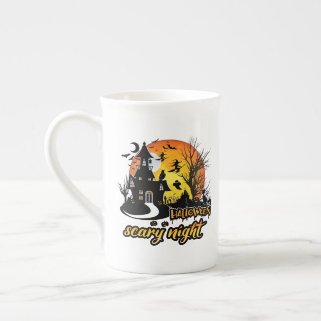 Taza De Porcelana Noche de miedo de Halloween (Izquierda)