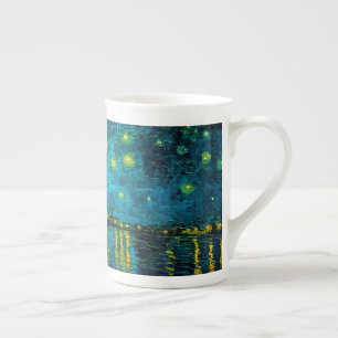 Taza De Porcelana Noche Van Gogh Starry sobre el Ródano