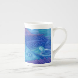 Taza De Porcelana Nómadas oceánicas, sirenas náuticas y peces
