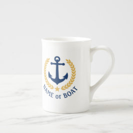 Taza De Porcelana Nombra Nautical Anchor Gold Style Naval