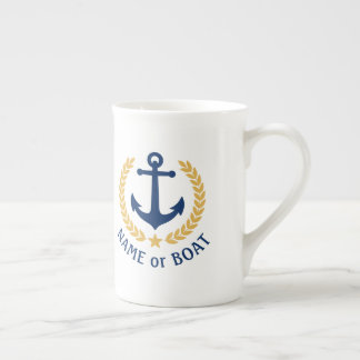 Taza De Porcelana Nombra Nautical Anchor Gold Style Naval