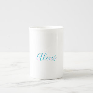 Taza De Porcelana Nombre Caligrafía Script Sencillo Simple Blanco Az