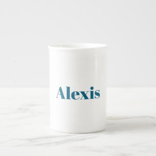 Taza De Porcelana Nombre Caligrafía Script Sencillo Simple Blanco Az