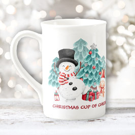 Taza De Porcelana Nombre de Navidades de Snowman felices