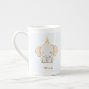 Taza De Porcelana Nombre de niños elefante lindo personalizado