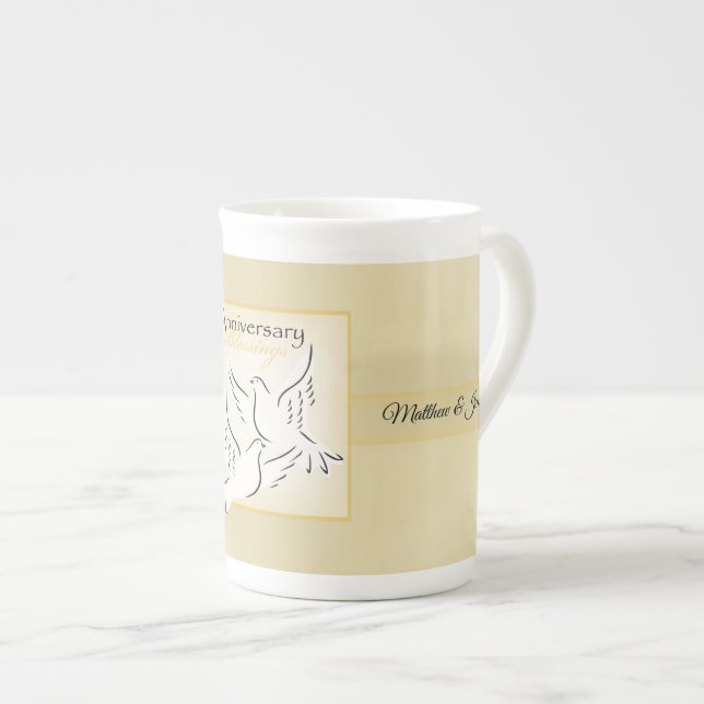Taza De Porcelana Nombre personalizado, bendiciones del aniversario  (Derecha)