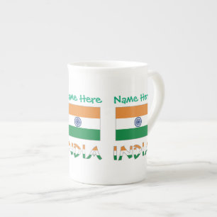 Taza De Porcelana Nombre personalizado de la bandera de la India