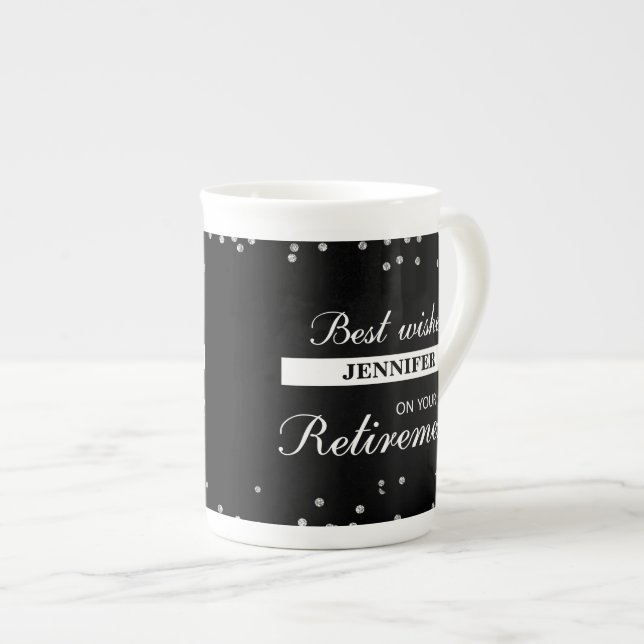 Taza De Porcelana Nombre personalizado, felicitaciones de jubilación (Derecha)